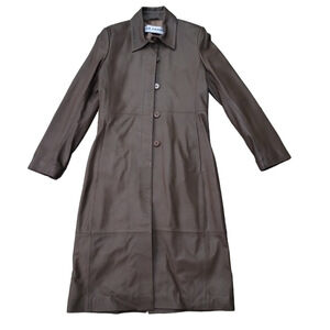 NWOT Nour Hammour Brown Leather Long Coat - XS equivalent